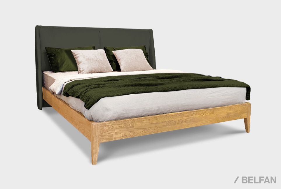 Кровать "Сакраменто М" (мягкое изголовье) массив дуба 1