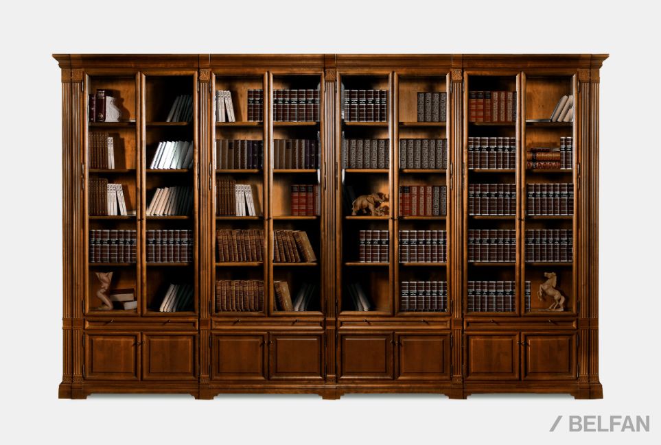 Набор мебели для библиотеки "Престиж-17.4" массив и шпон берёзы 1