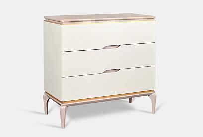 Комод "Алекса"; *ММ-376-04/01; айвори+жемчужный дуб, золотая патина