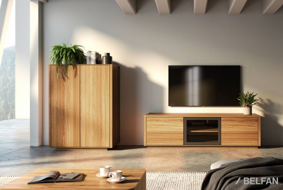 Тумба под ТВ «Тор» (стекло) массив дуба 2