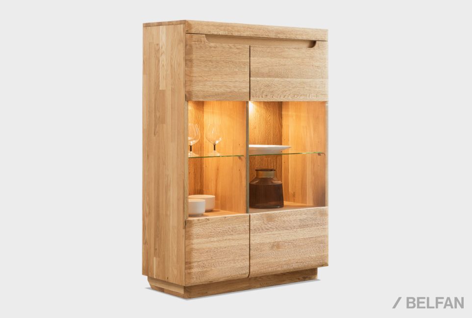 Тумба высокая "Бремен" (стекло) массив дуба 1