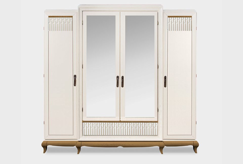 Шкаф для одежды 4-х дв. "Армония" с зеркалом; айвори + классик