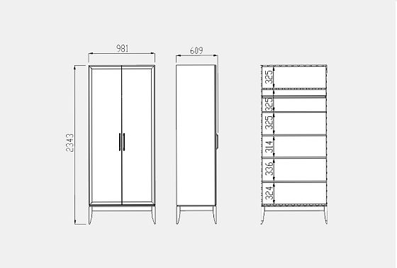 Шкаф для одежды "Коста" 2-х дв. без зеркала массив и шпон дуба 5