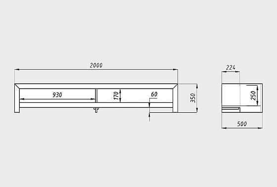 Тумба под ТВ "Арт" 200 (с нишами) массив дуба 3