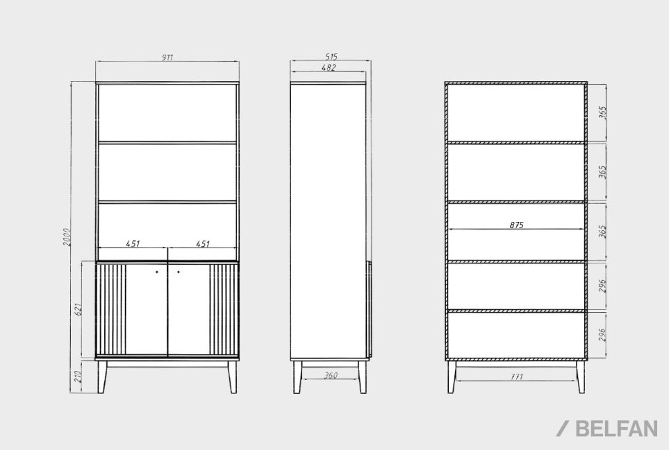 Стеллаж для книг "Чикаго" массив и шпон дуба 2