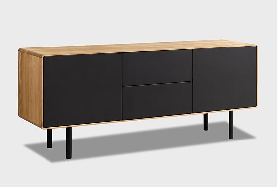 Тумба под ТВ высокая "Норман" 3 (с ящиками) массив дуба, МДФ, металл 7