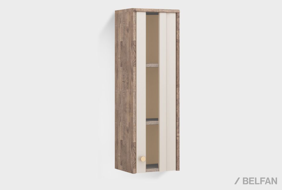 Шкаф настенный "Меридиан" стекло (правый) массив дуба, МДФ 1