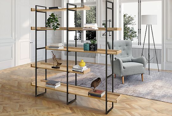 Стеллаж "Арт" 453 массив дуба, металл 10