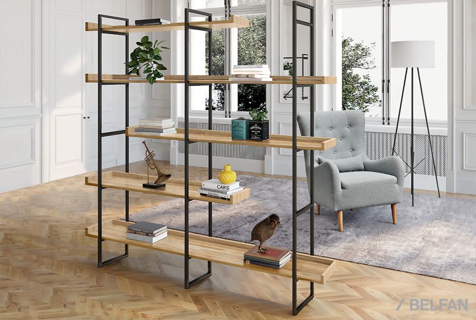 Стеллаж "Арт" 453 массив дуба, металл 3