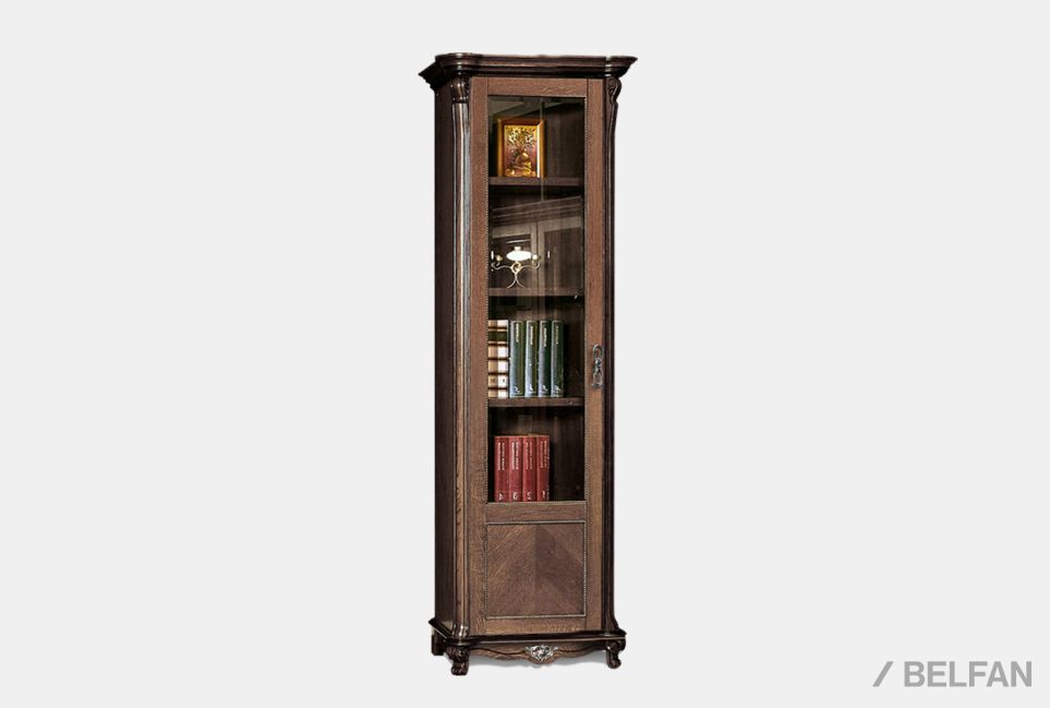 Шкаф для книг "Алези 8/1" (левый) массив и шпон дуба 1