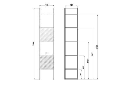 Стеллаж "Арт" 420; узкий; *КМ-009.420; графит, чёрный металл