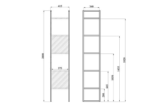 Стеллаж "Арт" 420 массив дуба, металл 4