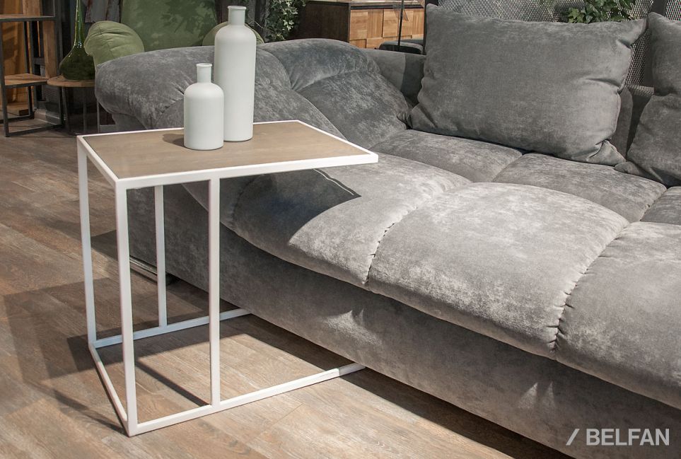 Стол кофейный "Арт" приставной массив дуба, металл 2