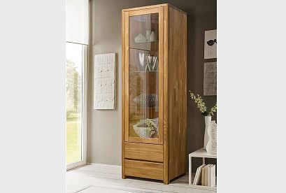 Шкаф с витриной 1-но дв. "Норд" (правый); бейц-масло