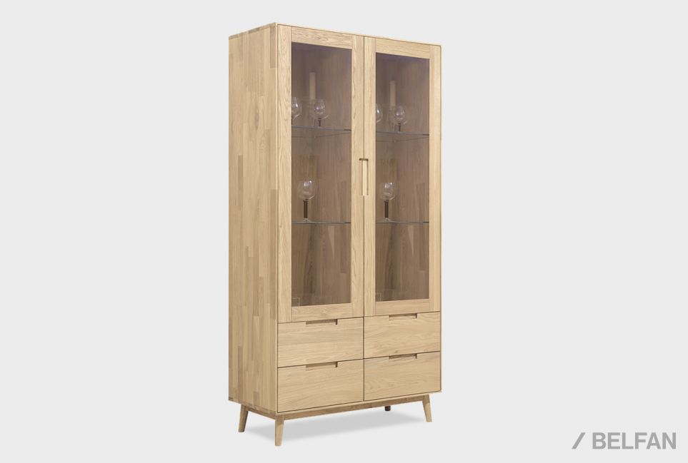Шкаф с витриной 2-х дверный "Ирвинг" массив дуба 1