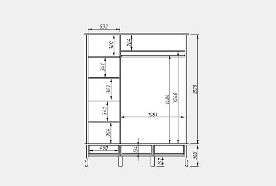 Шкаф для одежды "Катрин" фигурный 3-х дв. с зеркалом массив и шпон дуба 3
