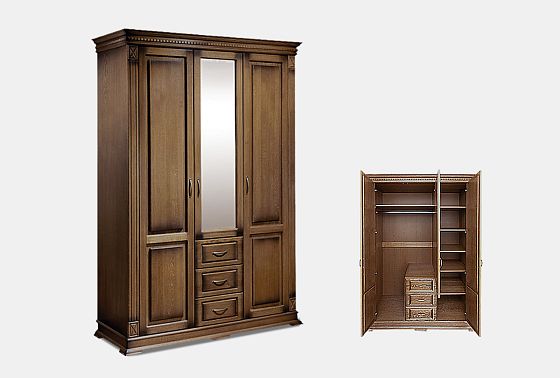 Шкаф 3-х дверный "Верди Люкс" массив и шпон дуба 5