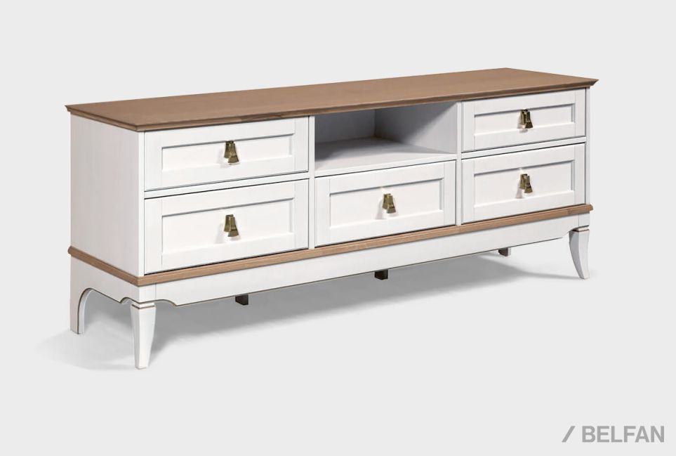 Тумба под ТВ "Стюарт" (с нишей) массив и шпон дуба 2