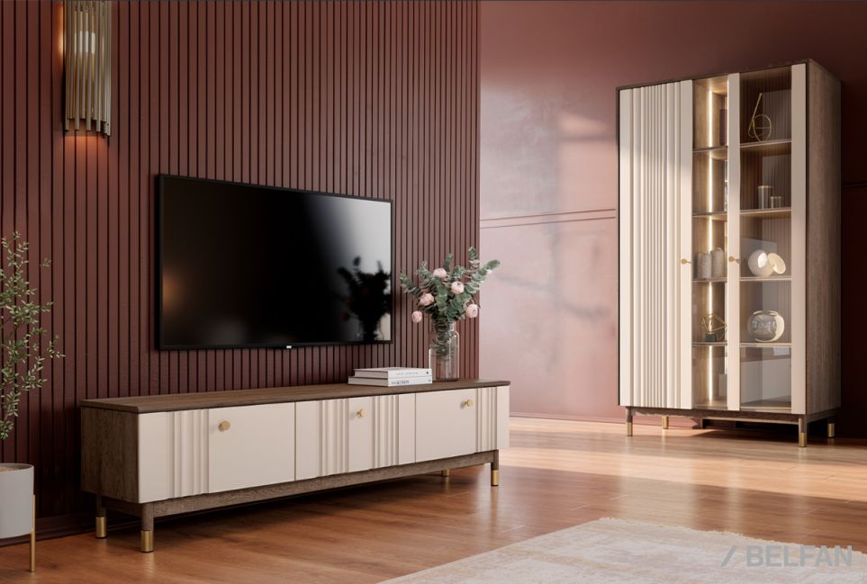 Тумба под ТВ "Меридиан" 180 массив дуба, МДФ 3