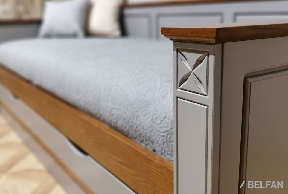 Кровать-диван под два матраса "Бриансон" массив и шпон дуба, МДФ 4