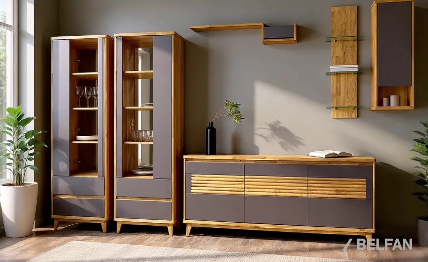 Гостиная «Уоллстрит» #1. Цвет: бейц-масло + антрацит Гостиная «Уоллстрит» #1