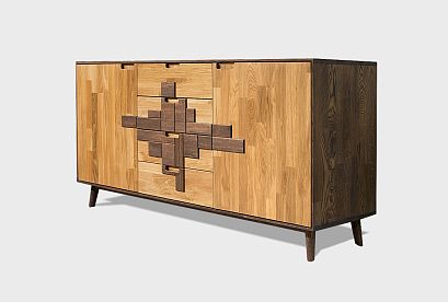 Тумба "Ирвинг Дизайн" 3; 2 двери, 4 ящика; графит, бейц-масло