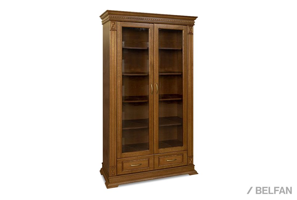Шкаф для книг "Верди Люкс 2/1" массив и шпон дуба 1