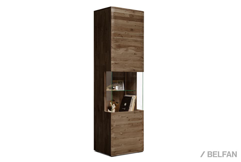 Шкаф с витриной 1-но дверный "Мидгард" (левый) массив дуба 1