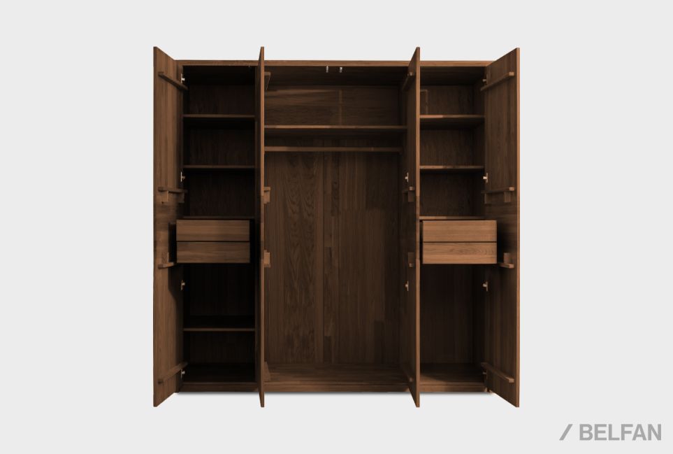 Шкаф для одежды 4-х дверный "Норд" (с ящиками) массив дуба 4