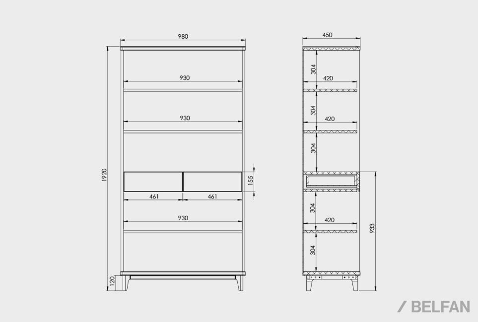 Стеллаж "Уоллстрит" (с ящиками) массив дуба, МДФ 2