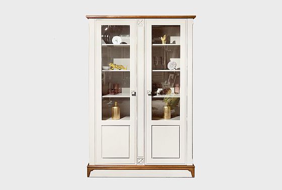 Шкаф с витриной 2-х дверный "Бриансон" массив и шпон дуба, МДФ 6