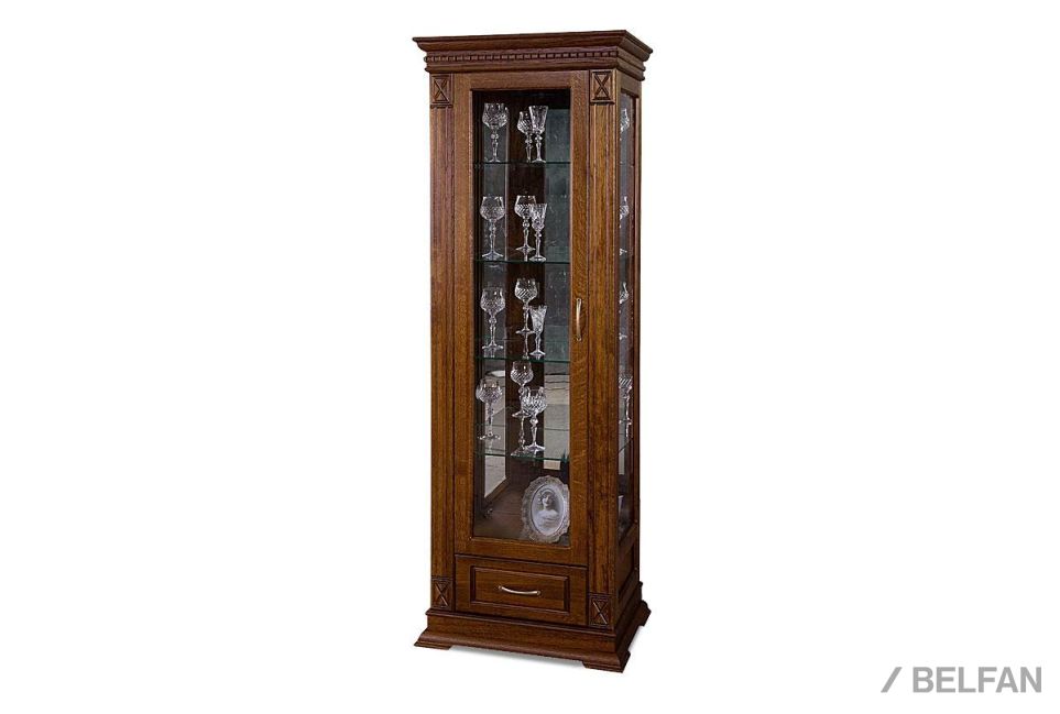 Шкаф с витриной "Верди Люкс 1з" массив и шпон дуба 1