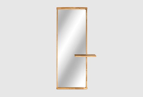 Зеркало настенное с полкой "Уоллстрит" (прямоугольное) массив дуба 4