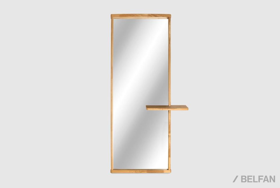 Зеркало настенное с полкой "Уоллстрит" (прямоугольное) массив дуба 2