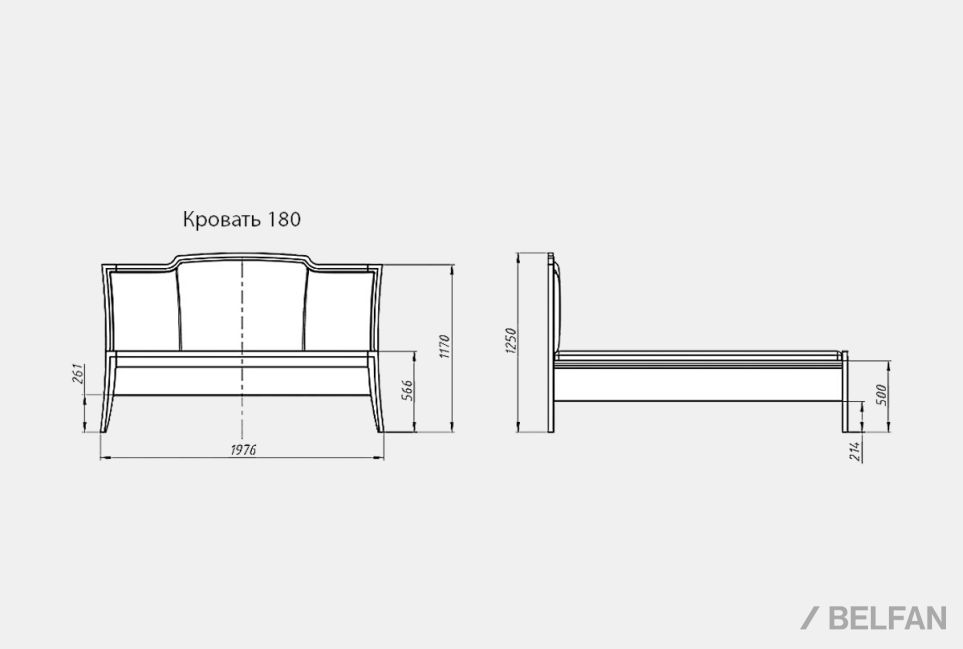 Кровать "Коста" (низкое изножье) массив и шпон дуба 4