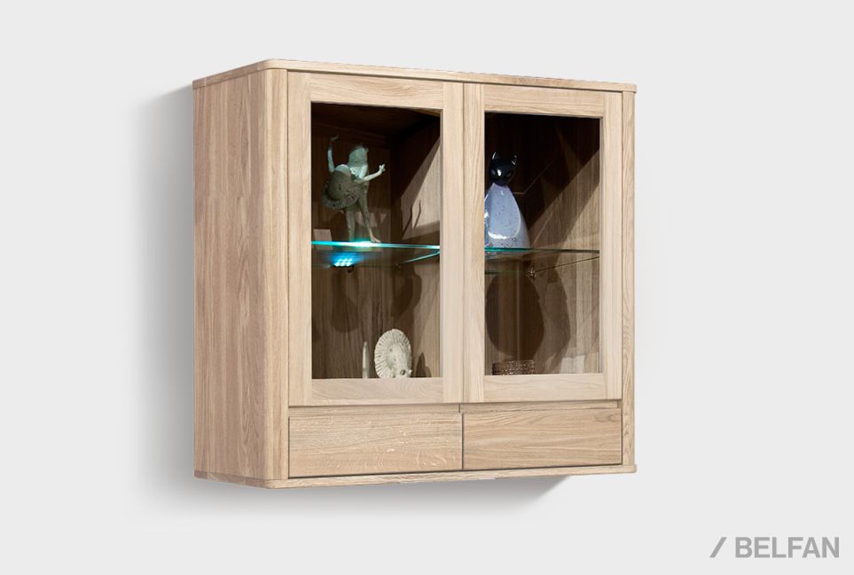 Шкаф навесной 2-х секц. "Норд" (с ящиками) массив дуба 1