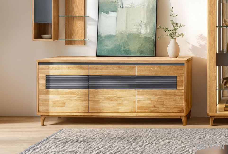 Тумба "Уоллстрит" 3 массив дуба, МДФ 1