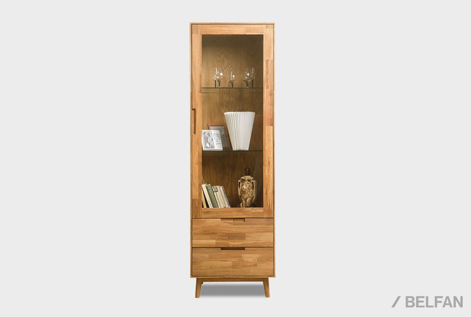 Шкаф с витриной 1-но дверный "Ирвинг" (правый) массив дуба 12