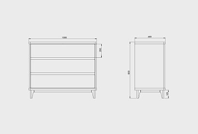 Комод "Уоллстрит" 3; 3 ящика; *А-012.06; к-бейц-масло, ф-бейц-масло, вст-белый