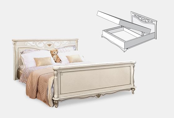 Кровать "Алези" с подьемным механизмом (высокое изножье) массив и шпон дуба 2