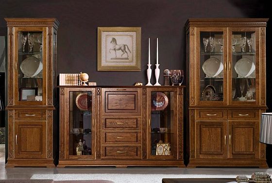 Шкаф с витриной "Верди Люкс 2з" массив и шпон дуба 3