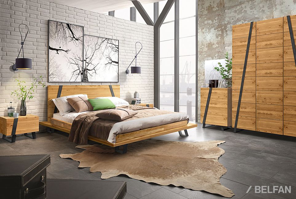 Кровать "Dillinger" 160 массив и шпон дуба, металл 2
