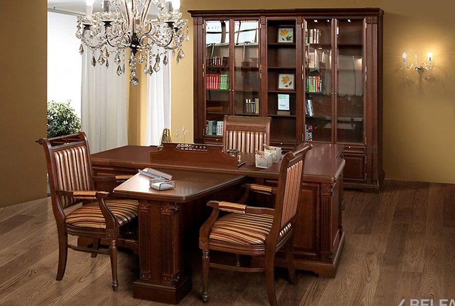 Стол рабочий с приставками "Престиж" массив и шпон берёзы 3