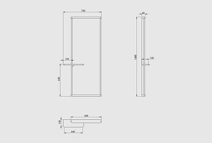 Зеркало настенное с полкой 