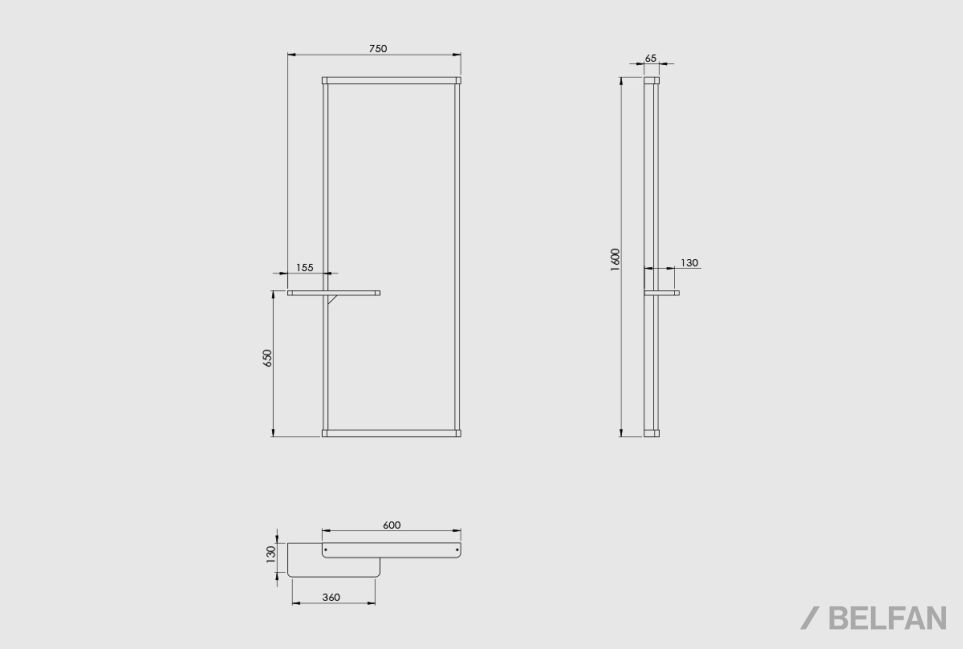 Зеркало настенное с полкой "Уоллстрит" (прямоугольное) массив дуба 3