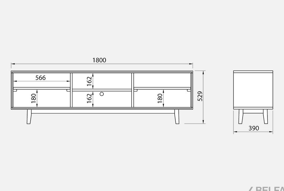 Тумба под ТВ навесная "Ирвинг" массив дуба 3