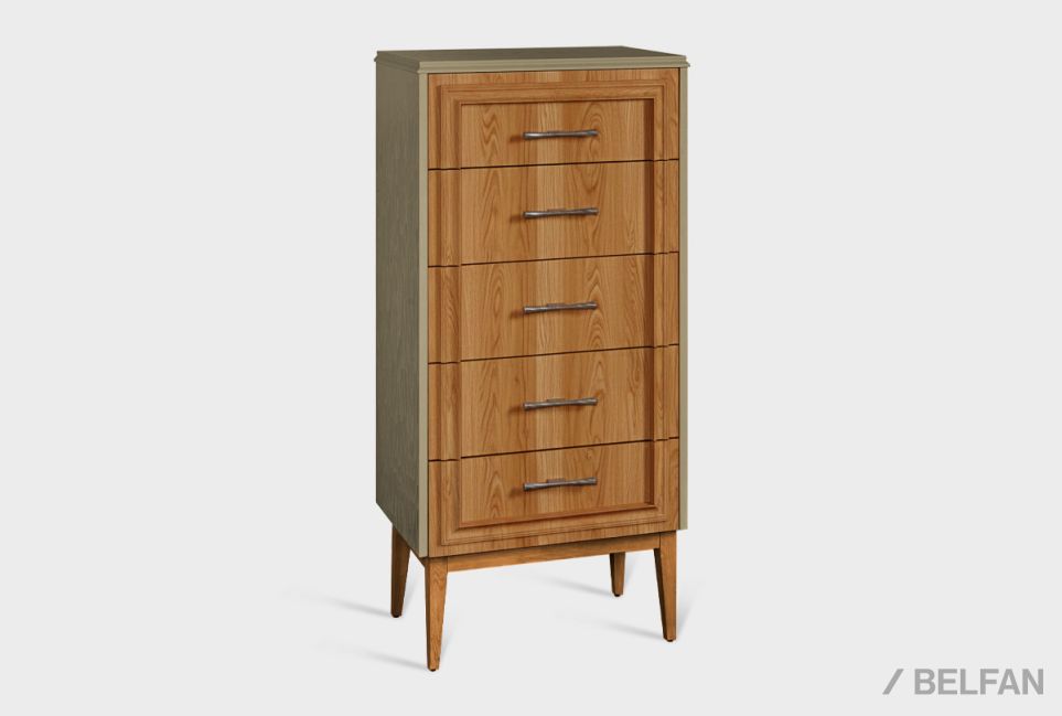 Комод "Сакраменто" 5 (высокий) массив и шпон дуба, МДФ 1