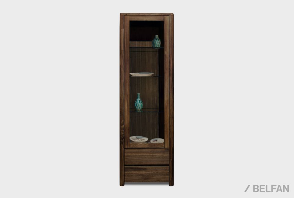 Шкаф с витриной 1-но дв. "Норд" (правый) массив дуба 1