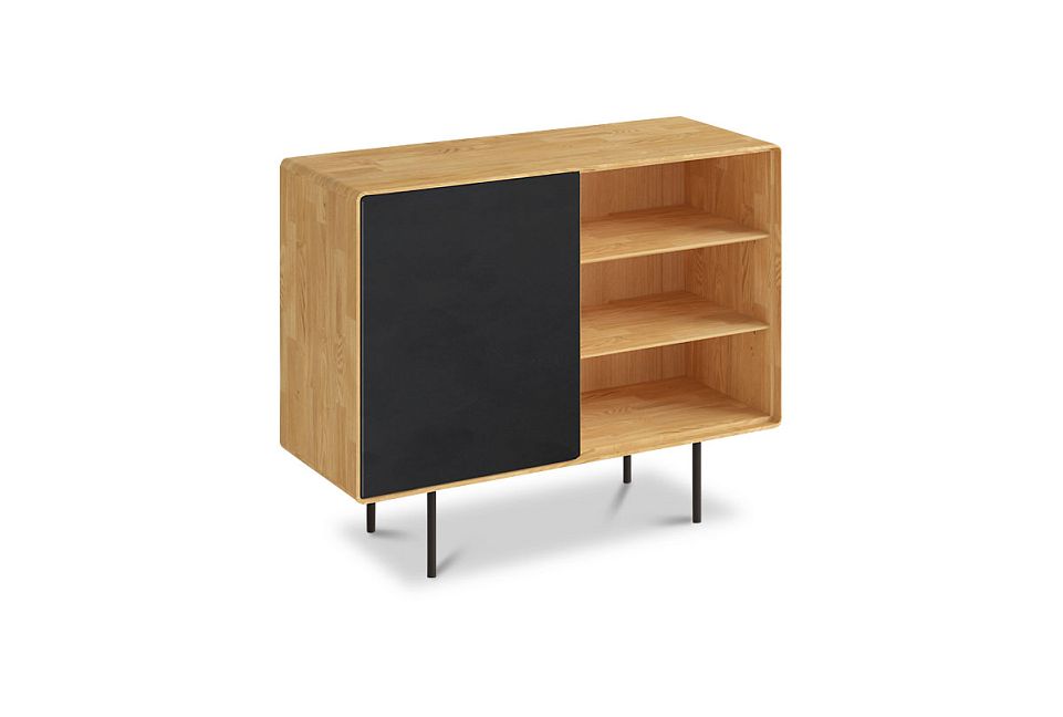 Тумба "Норман" 2 с нишей (правая); дуб натуральный, чёрный