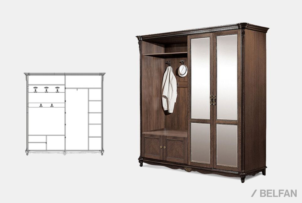 Шкаф комбинированный "Алези 22з" массив и шпон дуба 2